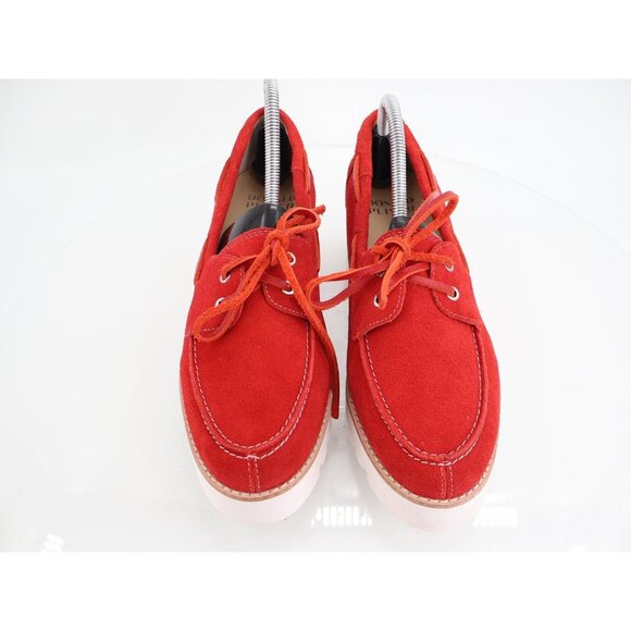 Donald Pliner Harlie Platform Loafer Boat Shoe Slip On Size 10 Red Suede - Picture 3 of 14